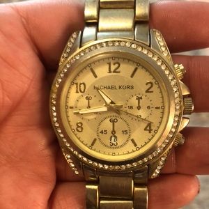 Fake MK gold watch with diamonds on rim